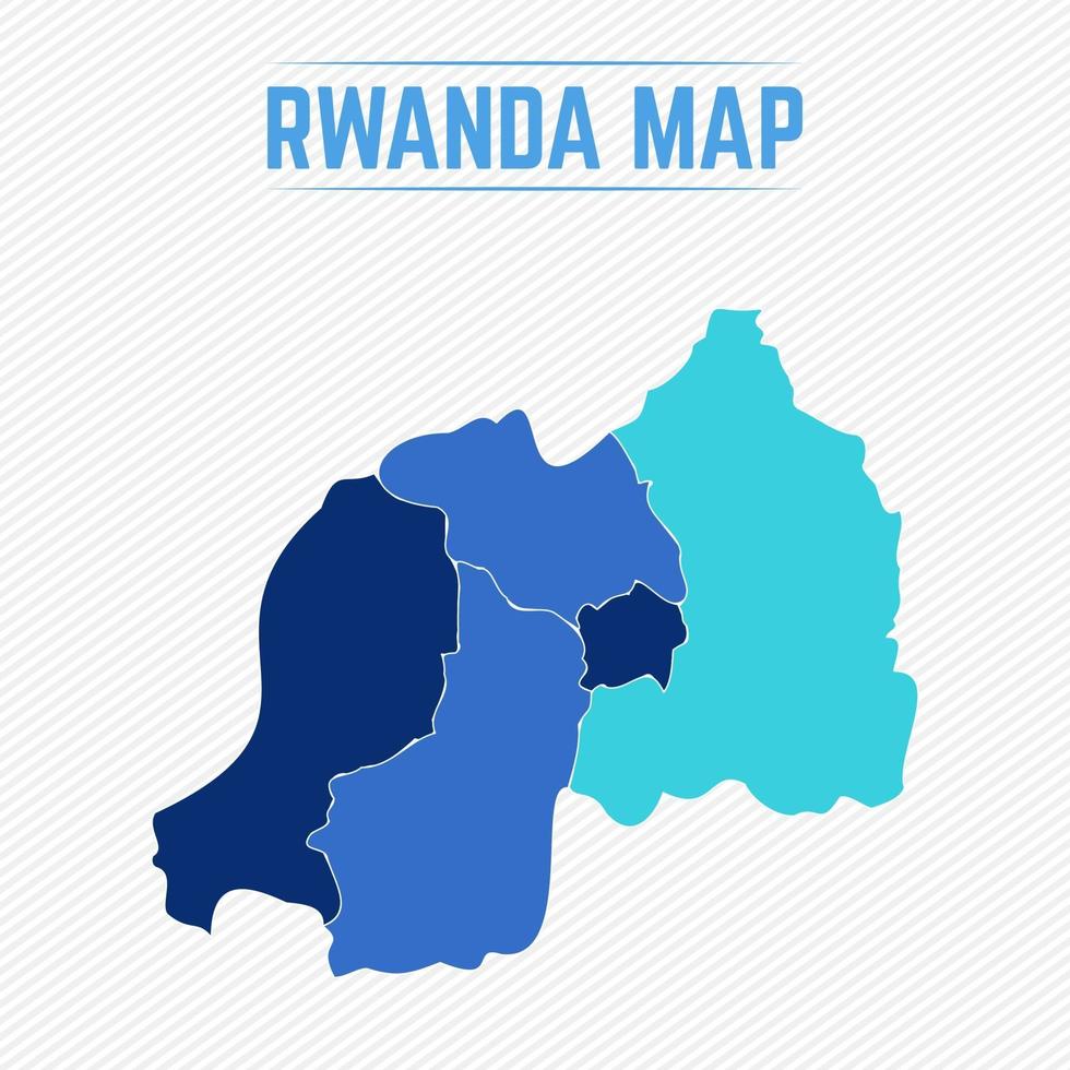 mapa detallado de ruanda con regiones vector