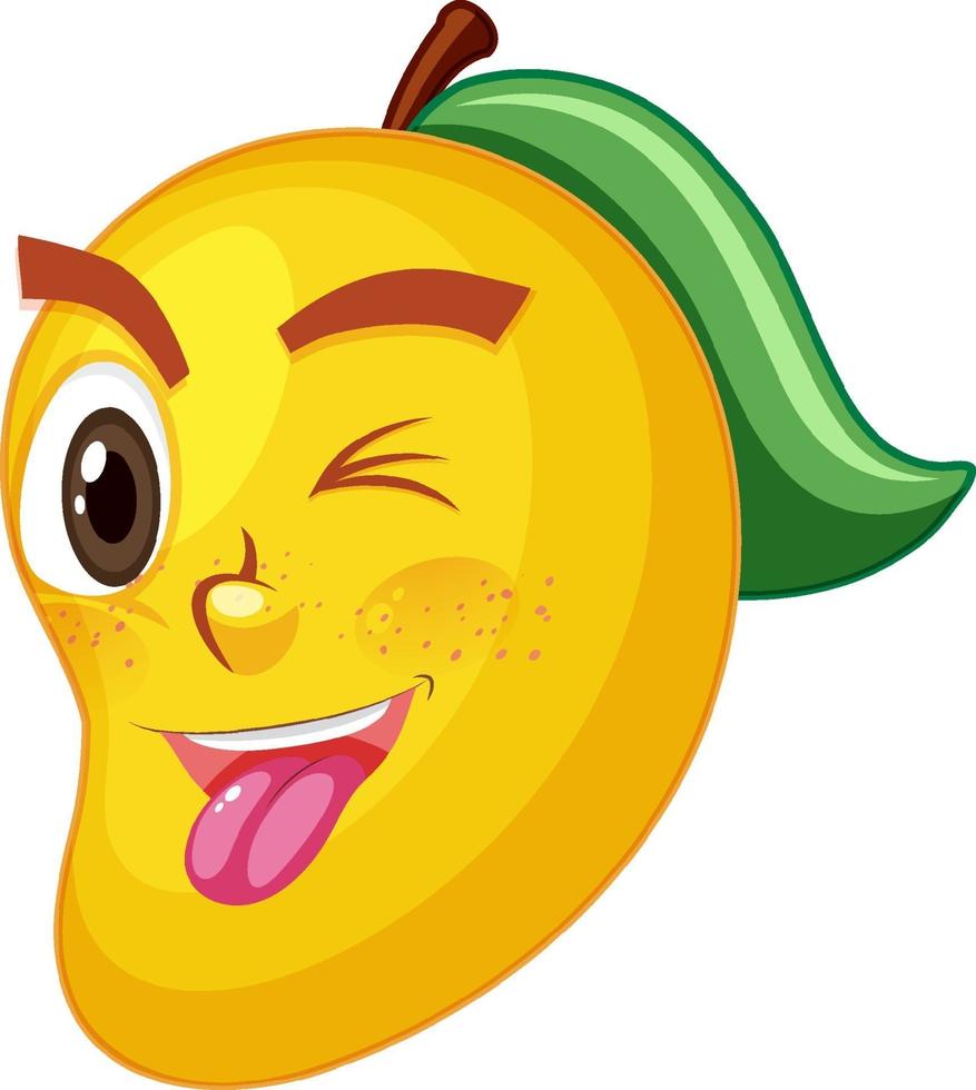 Mango cartoon character with facial expression vector