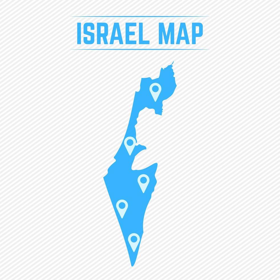 mapa simple de israel con iconos de mapa vector