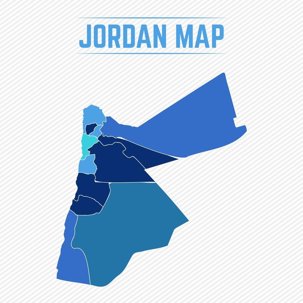 Jordan Detailed Map With Regions vector