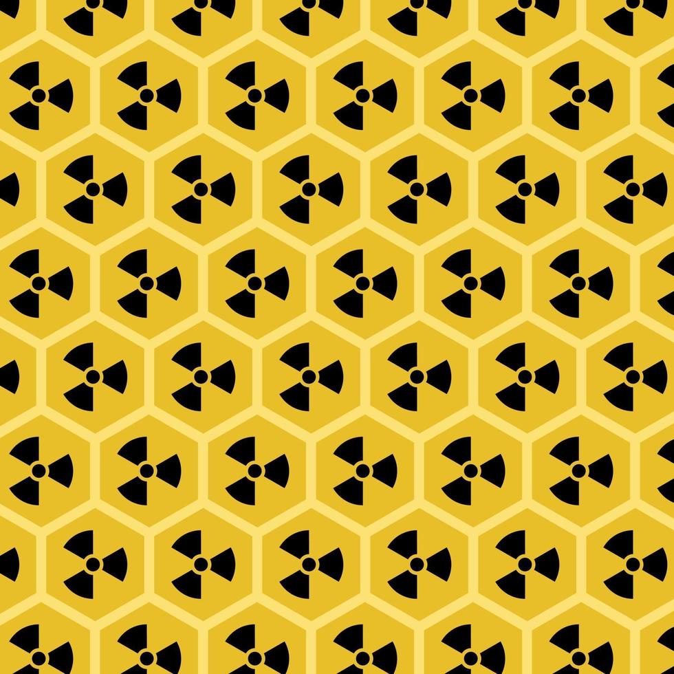 Honeycomb with radioactive yellow honey vector pattern - illustration of an environmental problem