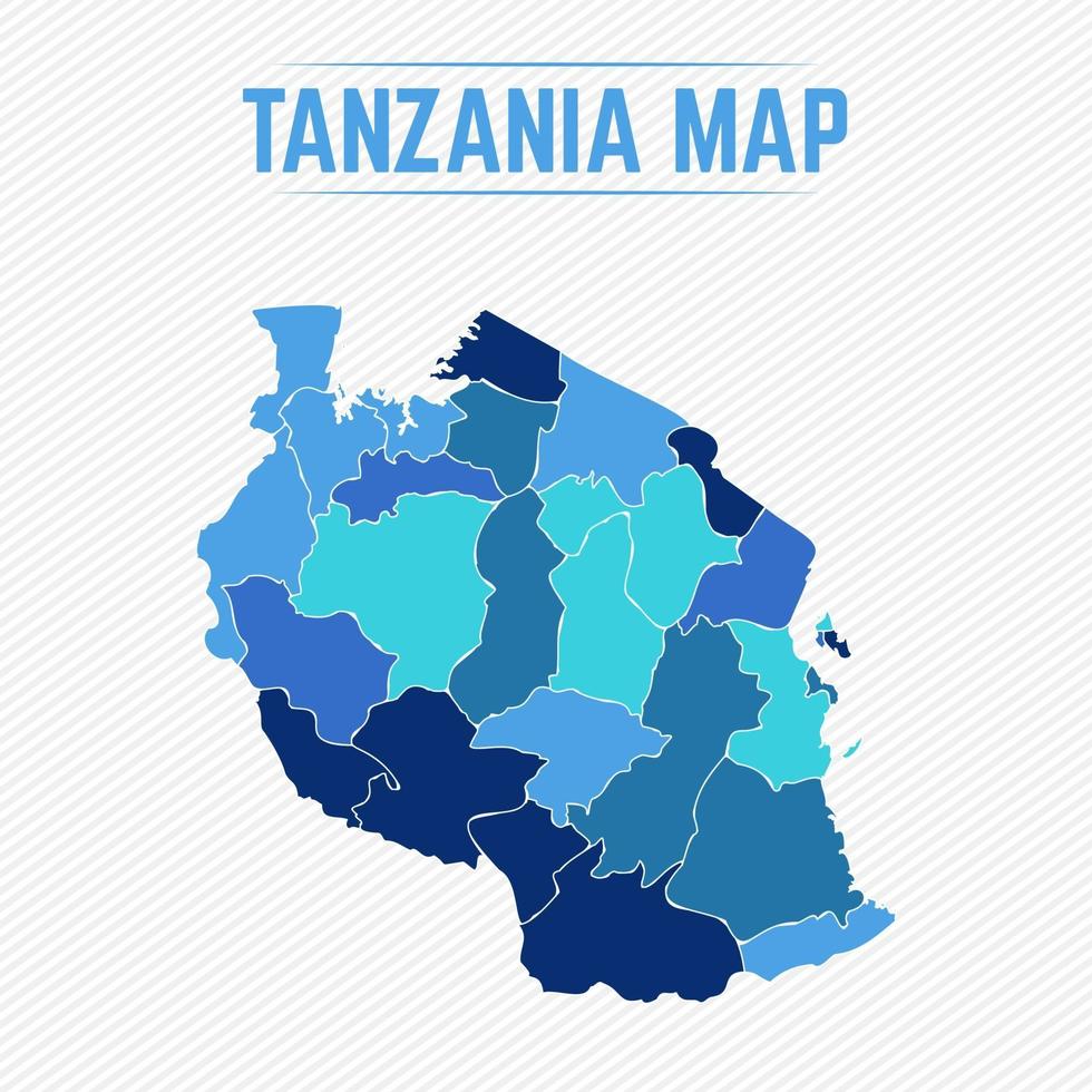 tanzania mapa detallado con regiones vector