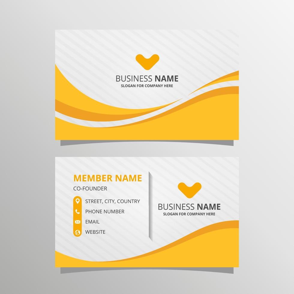 Modern Yellow Wavy Business Card Template vector