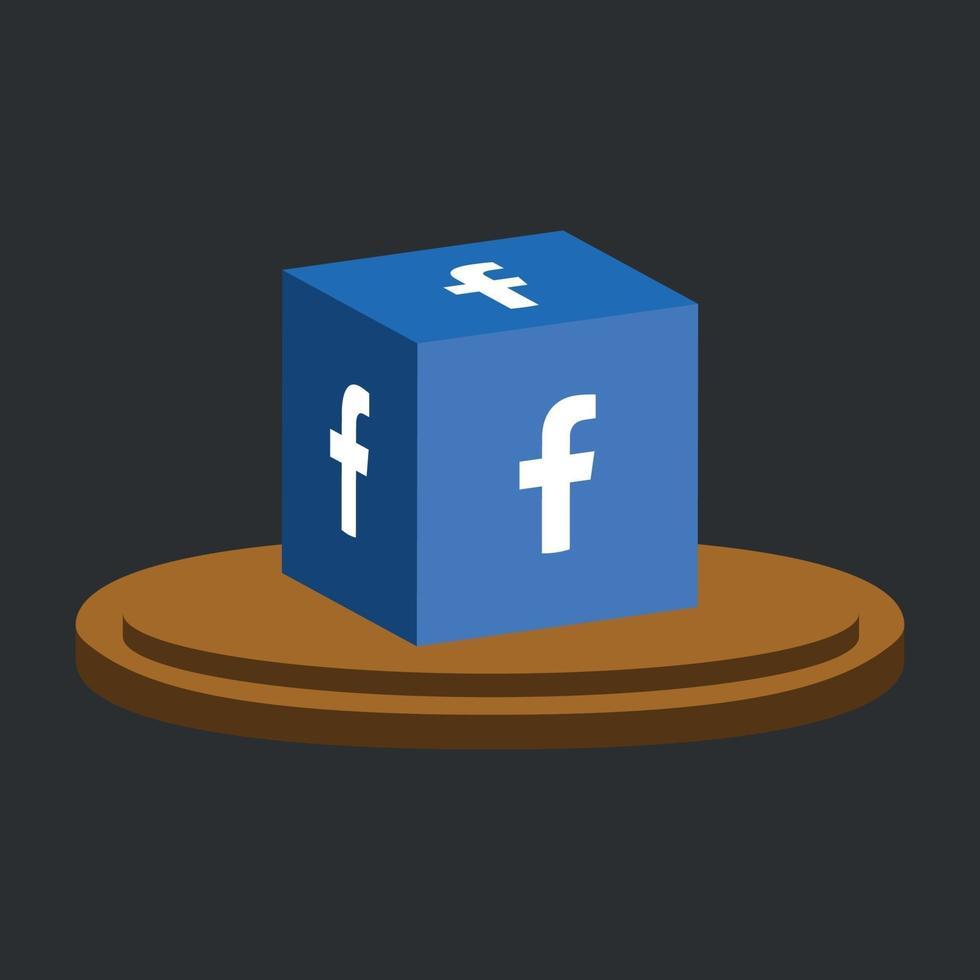 Facebook box 3d social media icon vector