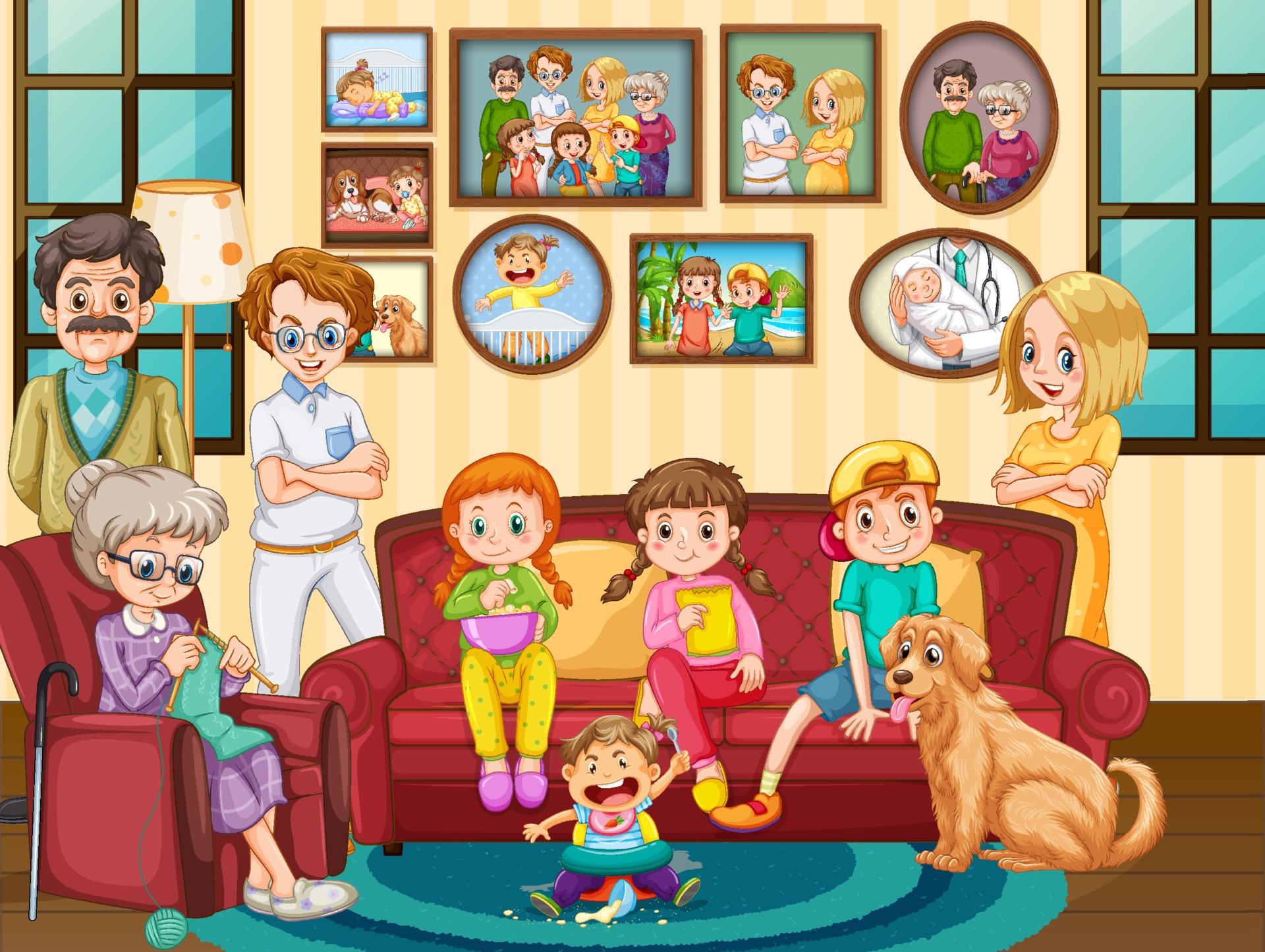Big family member at the house 2323194 Vector Art at Vecteezy Big family member at the house 2323194 Vector Art at Vecteezy
