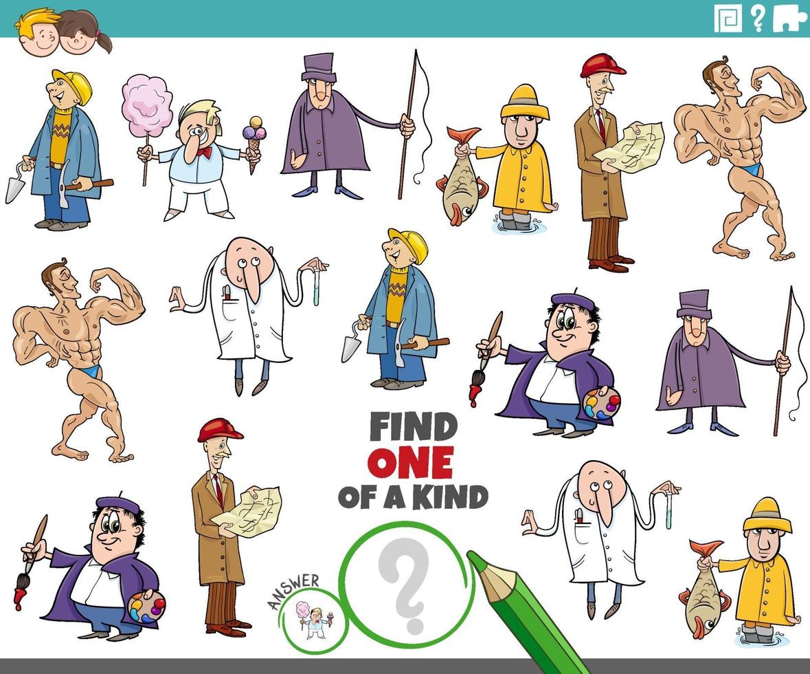 one of a kind task for children with cartoon people vector