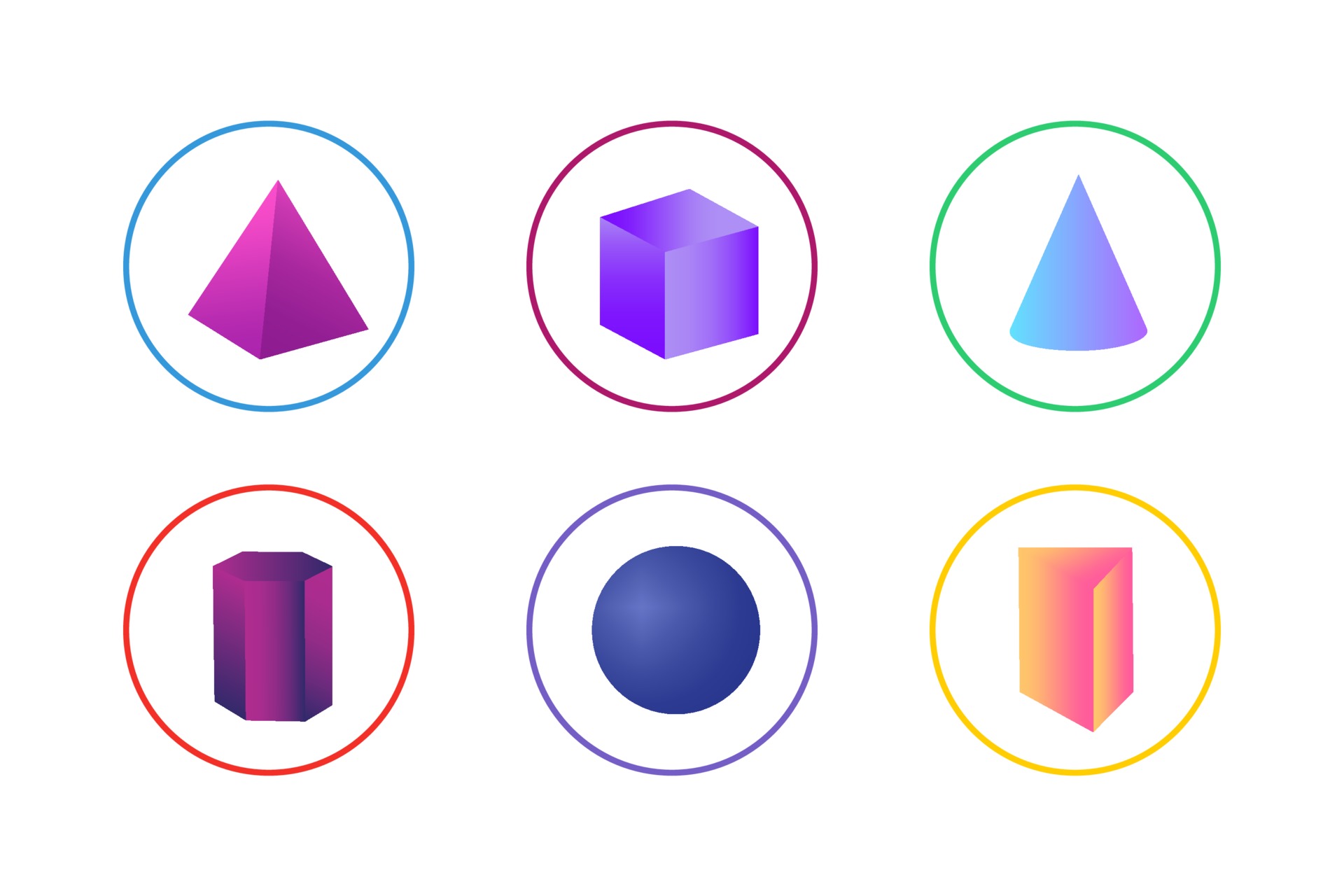 Colorful 3D Shapes Icon Set 2323275 Vector Art at Vecteezy