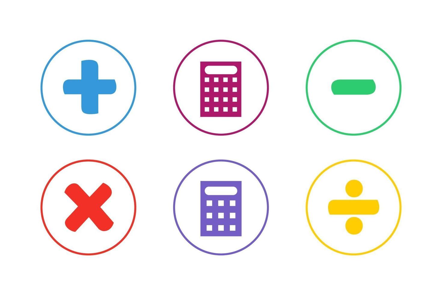 colorido conjunto de iconos de cálculo. conjunto de iconos de cálculo matemático vector