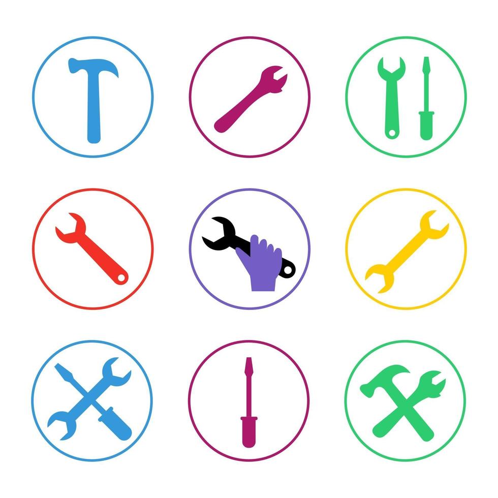 Colorful Tools Icons Set vector