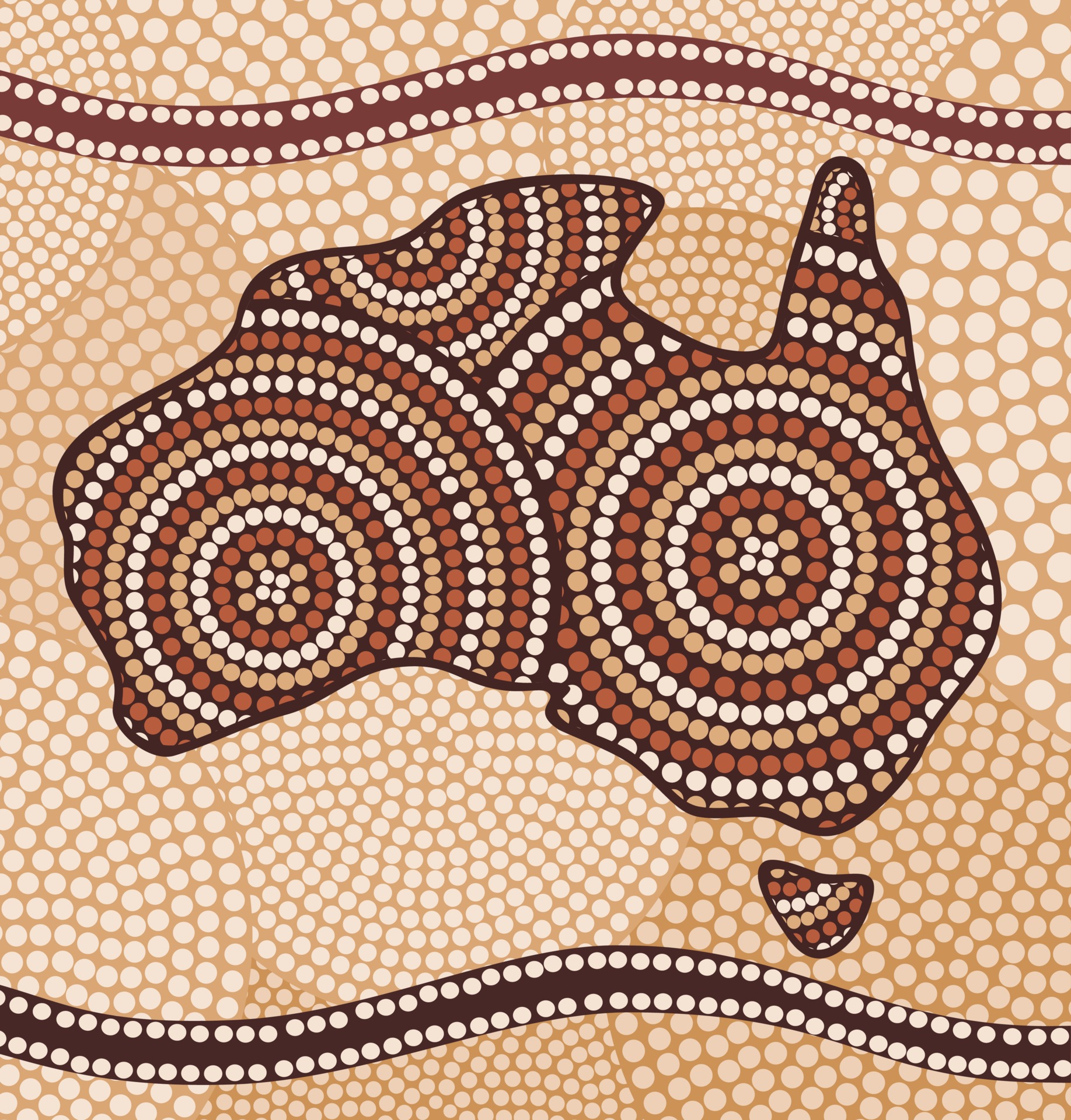 Map of Australia drawn in the Aboriginal abstract style 2323382 Vector Art at Vecteezy