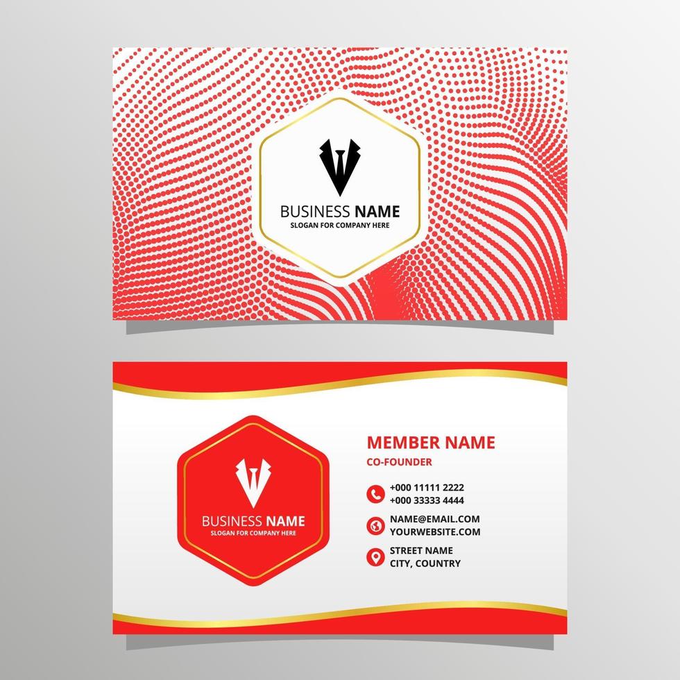 Corporate Red Halftone Business Card Template vector