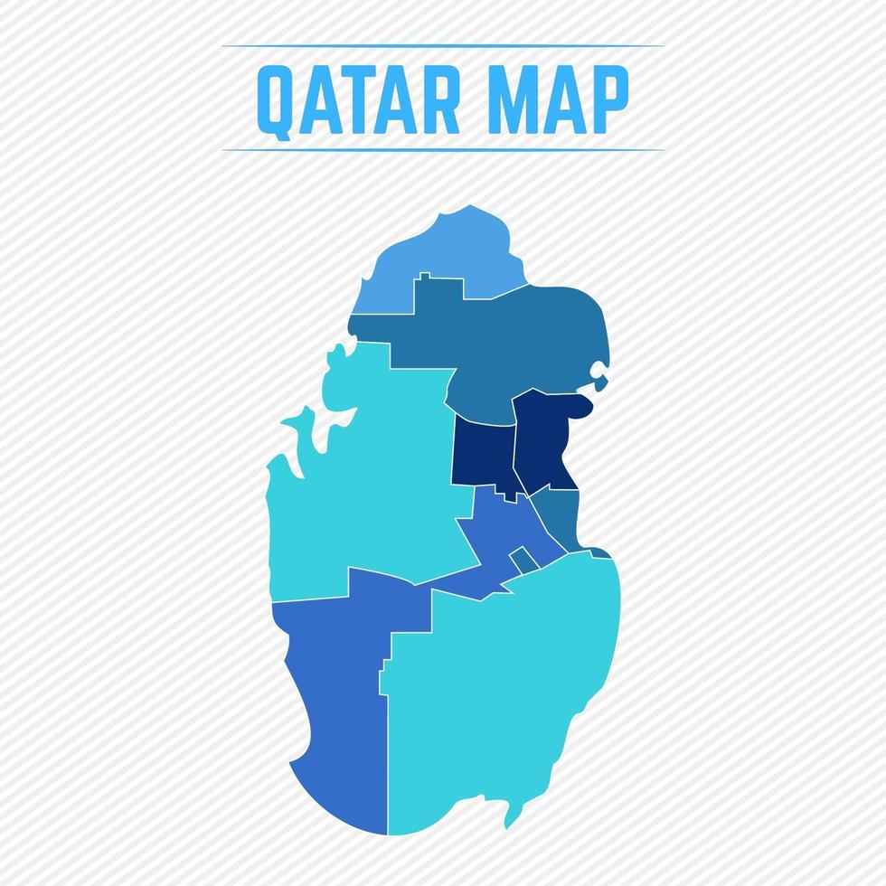 mapa detallado de qatar con regiones vector