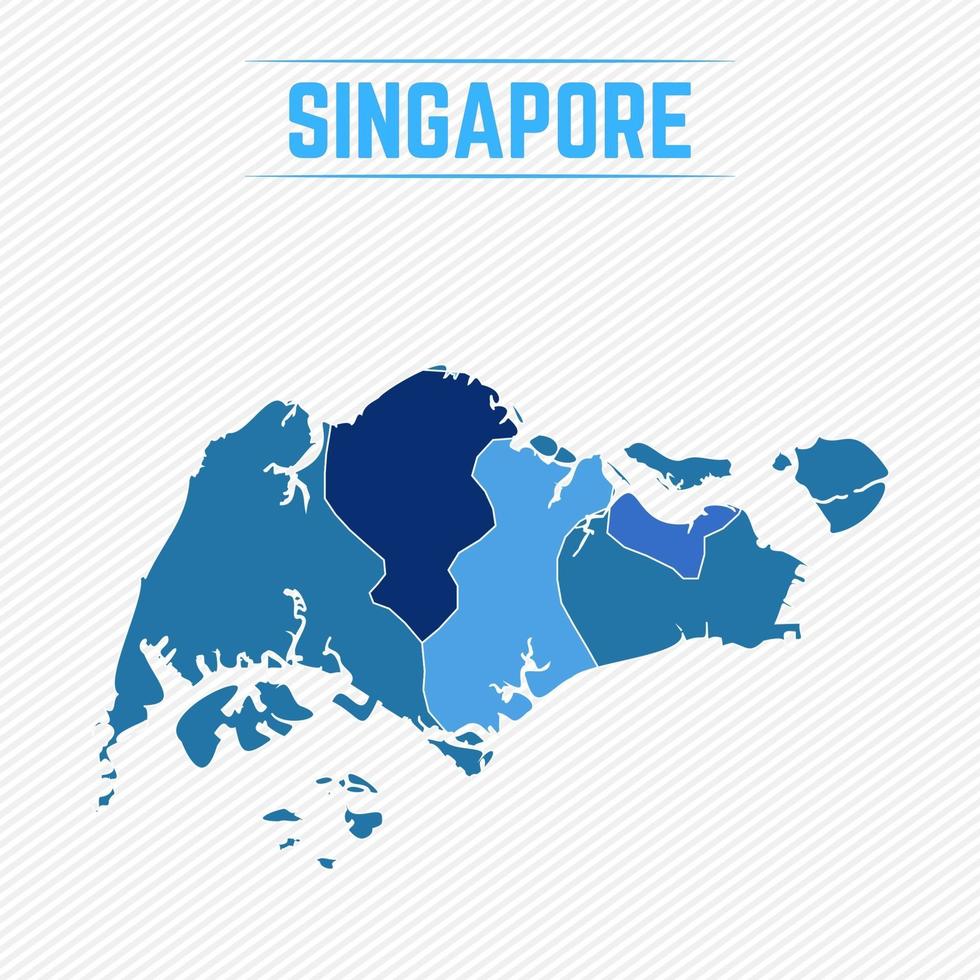mapa detallado de singapur con regiones vector