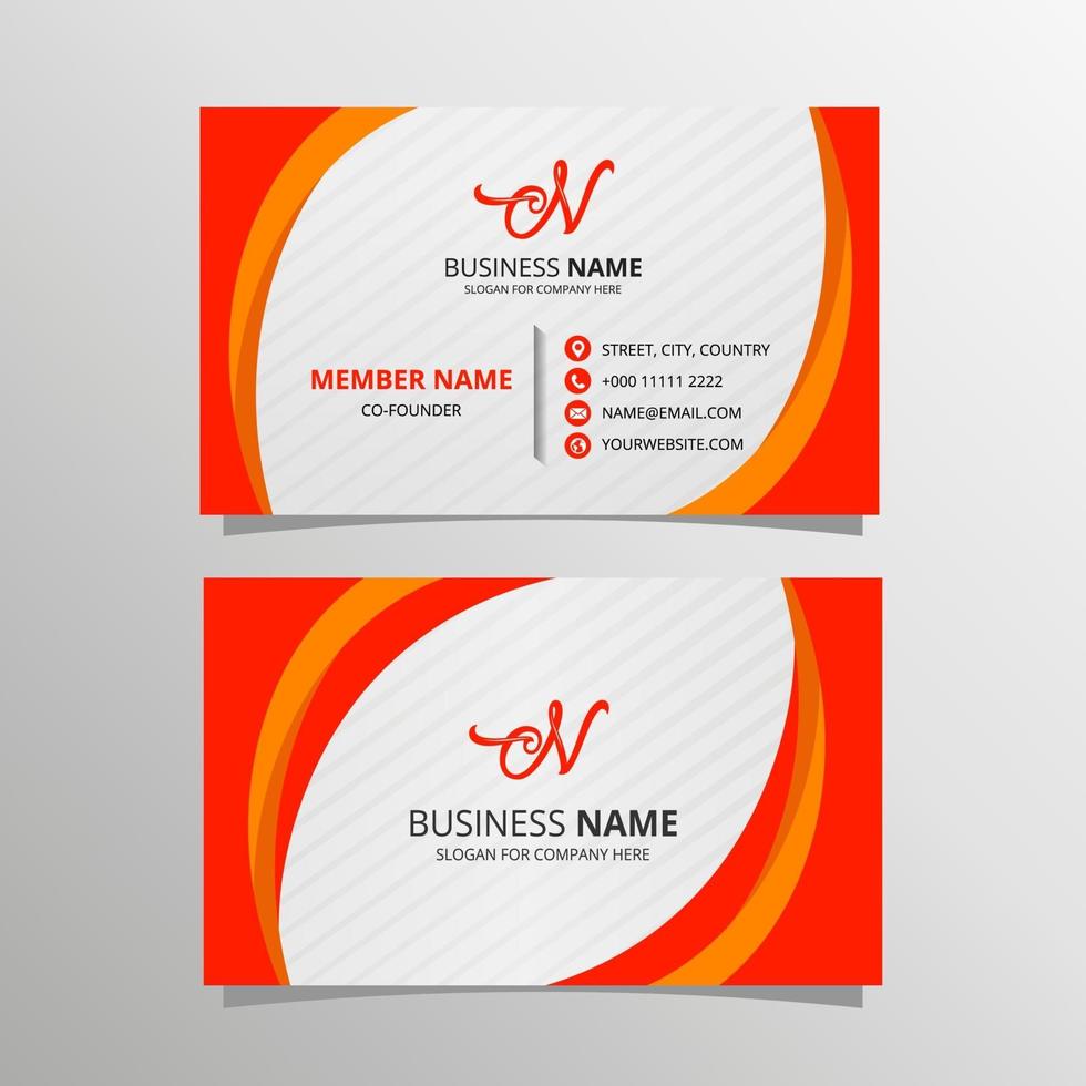 Orange and Yellow Curved Business Card Template vector