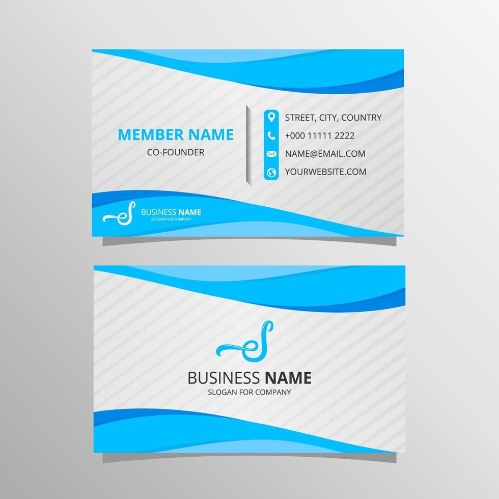 Professional Blue and White Wavy Business Card Template vector