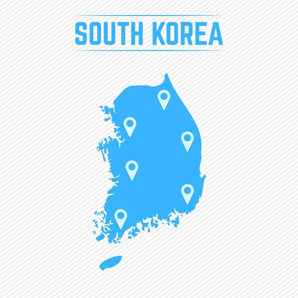 mapa simple de corea del sur con iconos de mapa vector