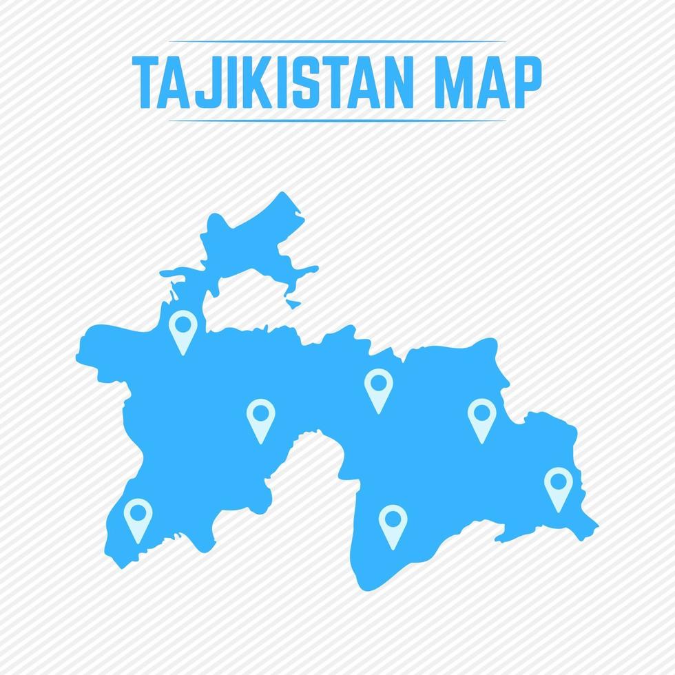 Tayikistán mapa simple con iconos de mapa vector