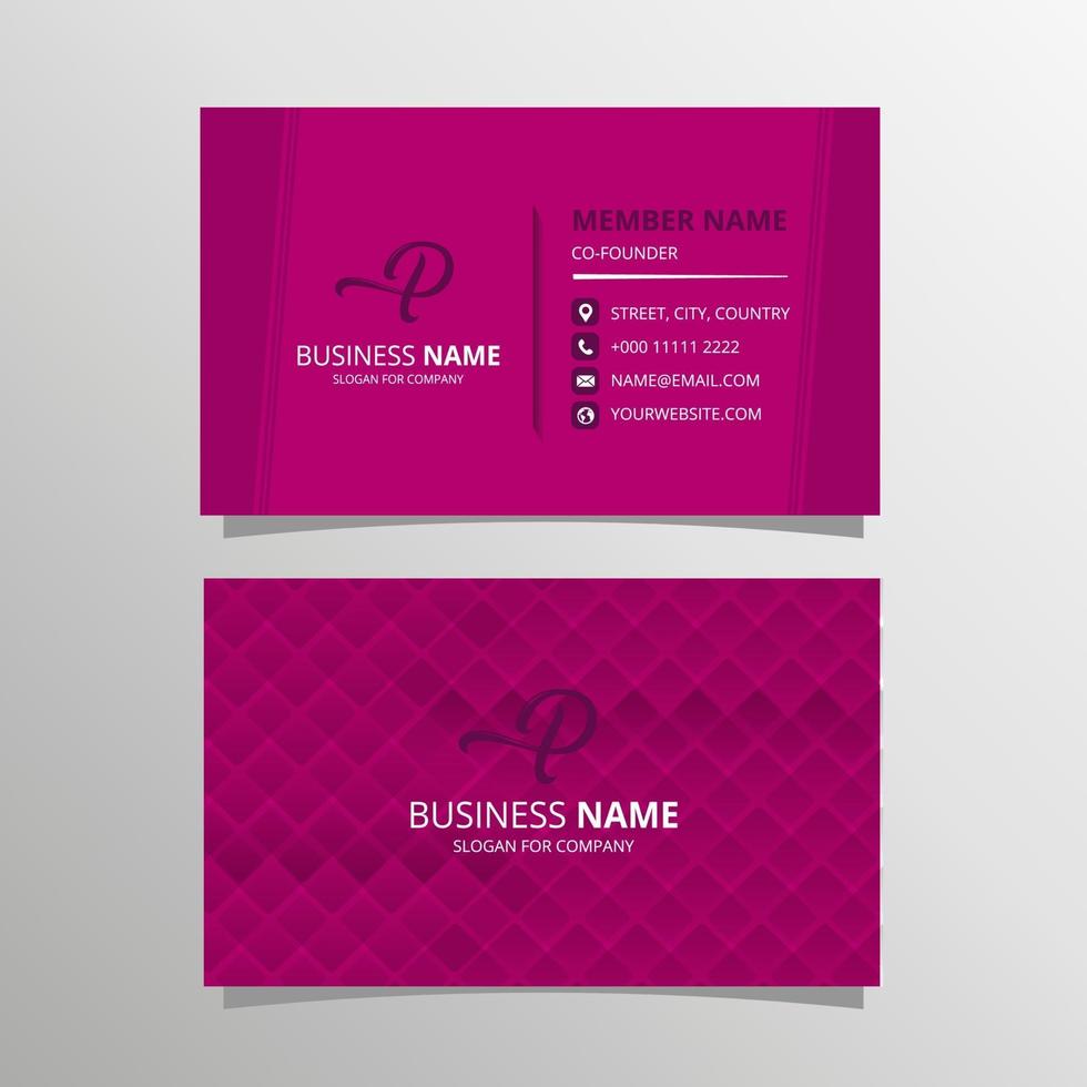 Professional Dark Pink Business Card Template With Squares vector