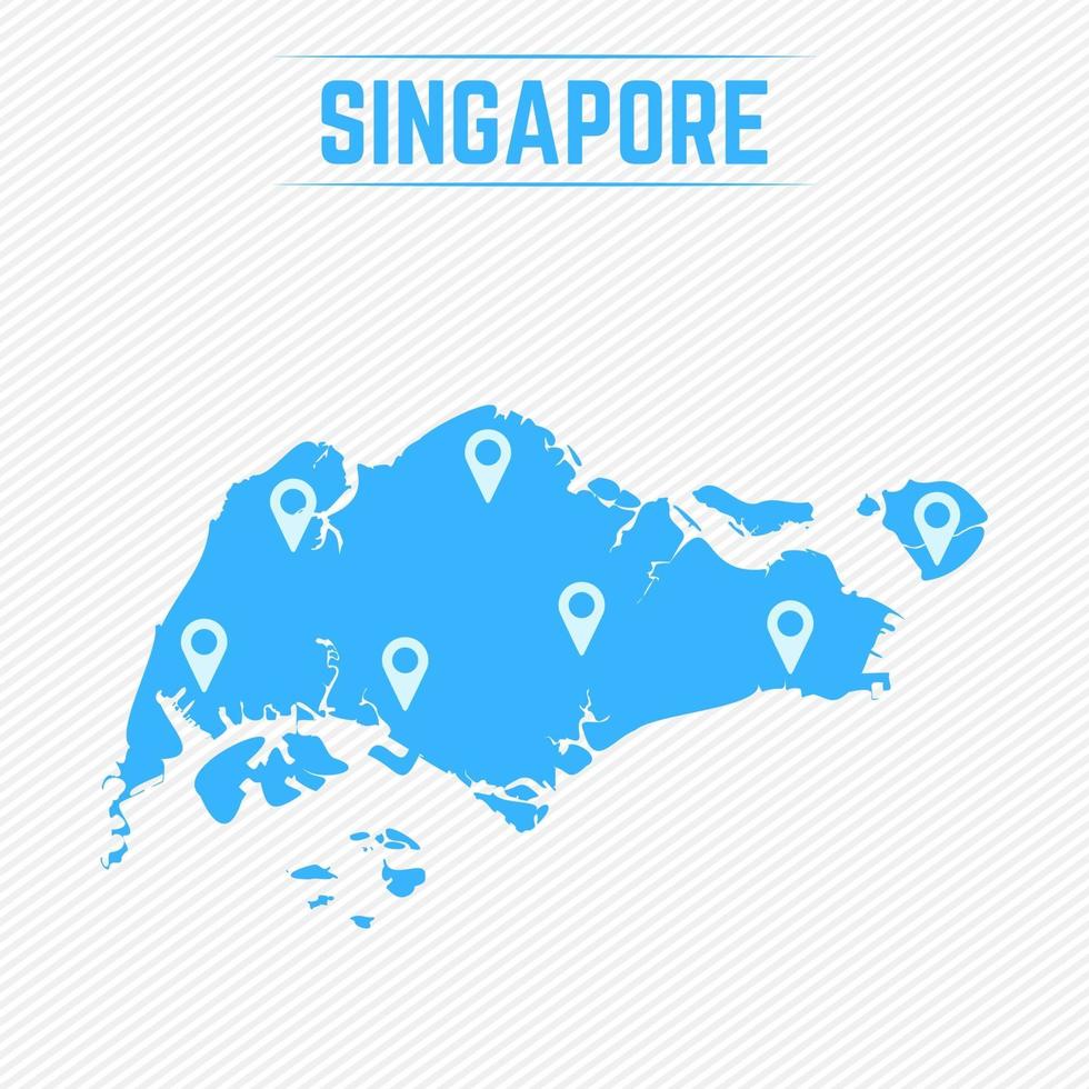 mapa simple de singapur con iconos de mapa vector