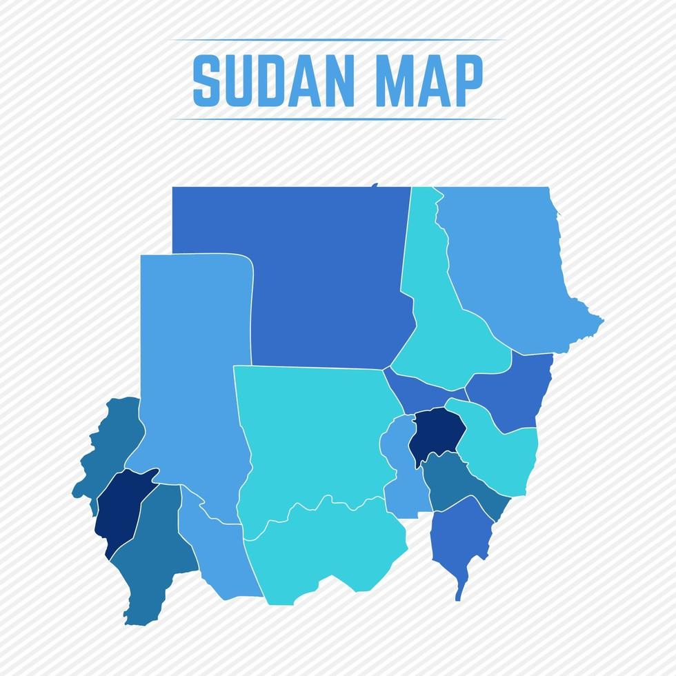 Sudan Detailed Map With Regions vector