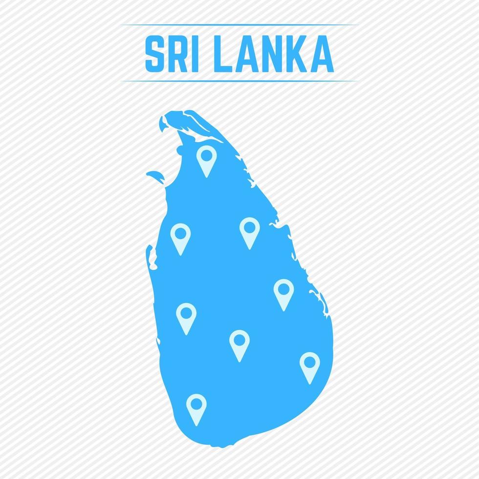 sri lanka mapa simple con iconos de mapa vector