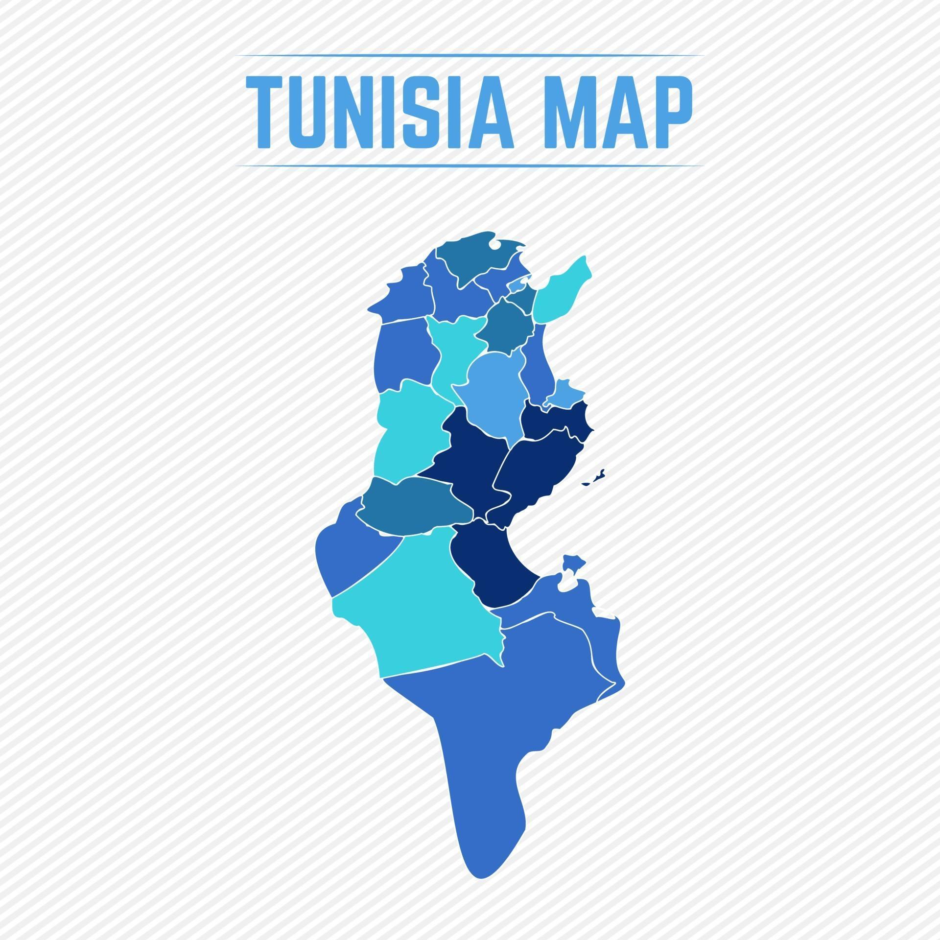 Tunisia Detailed Map With Regions 2323421 Vector Art at Vecteezy