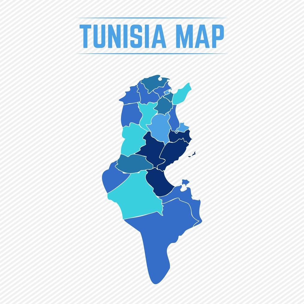 Tunisia Detailed Map With Regions vector