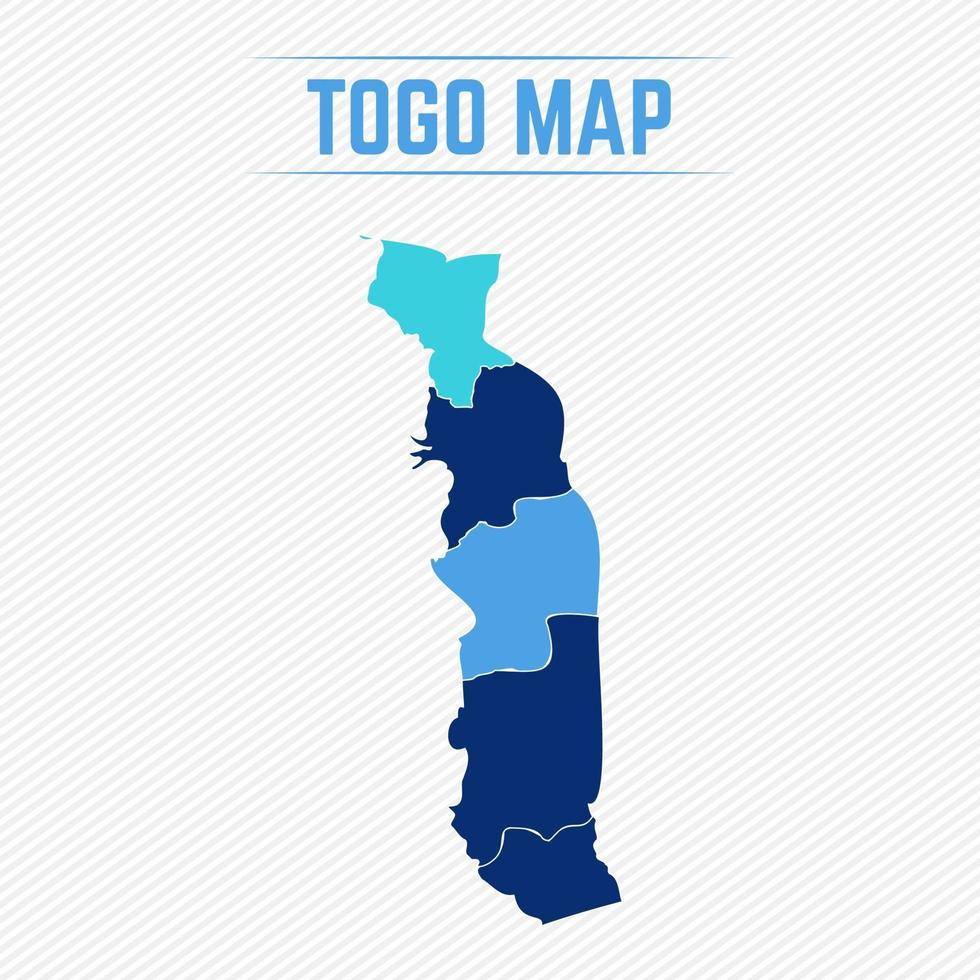 togo mapa detallado con regiones vector