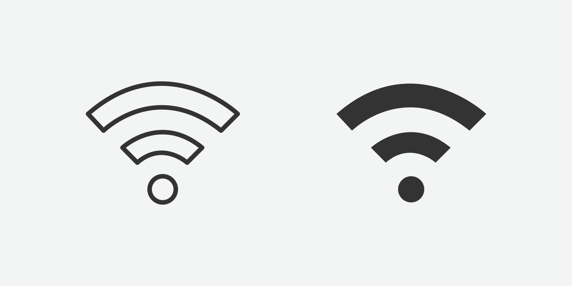 vector aislado del icono de wifi. Signo de internet inalámbrico sobre fondo gris.