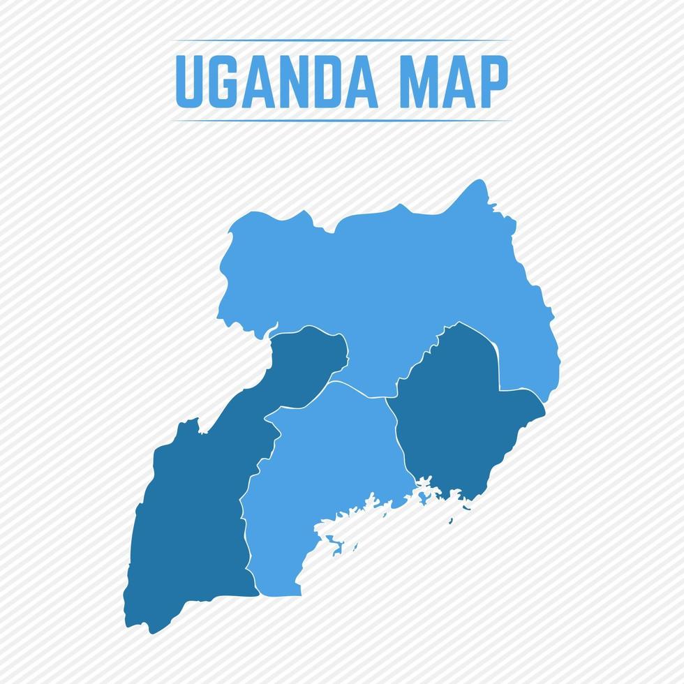 mapa detallado de uganda con regiones vector