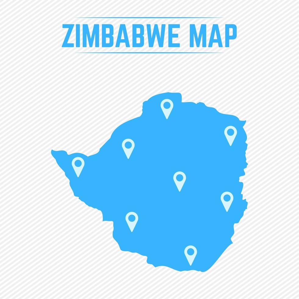 mapa simple de zimbabwe con iconos de mapa vector