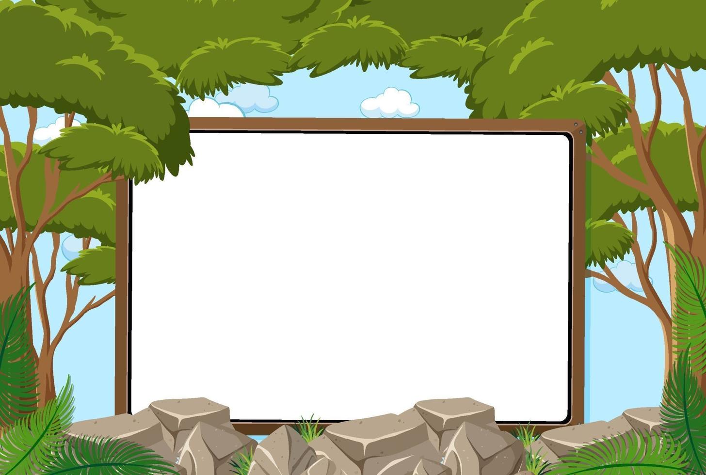 Empty board on sky background with leaves element vector