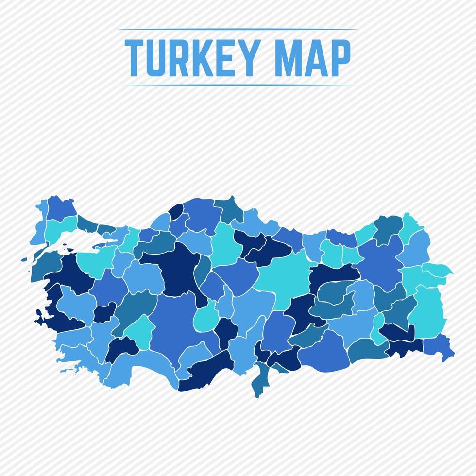 mapa detallado de turquía con regiones vector