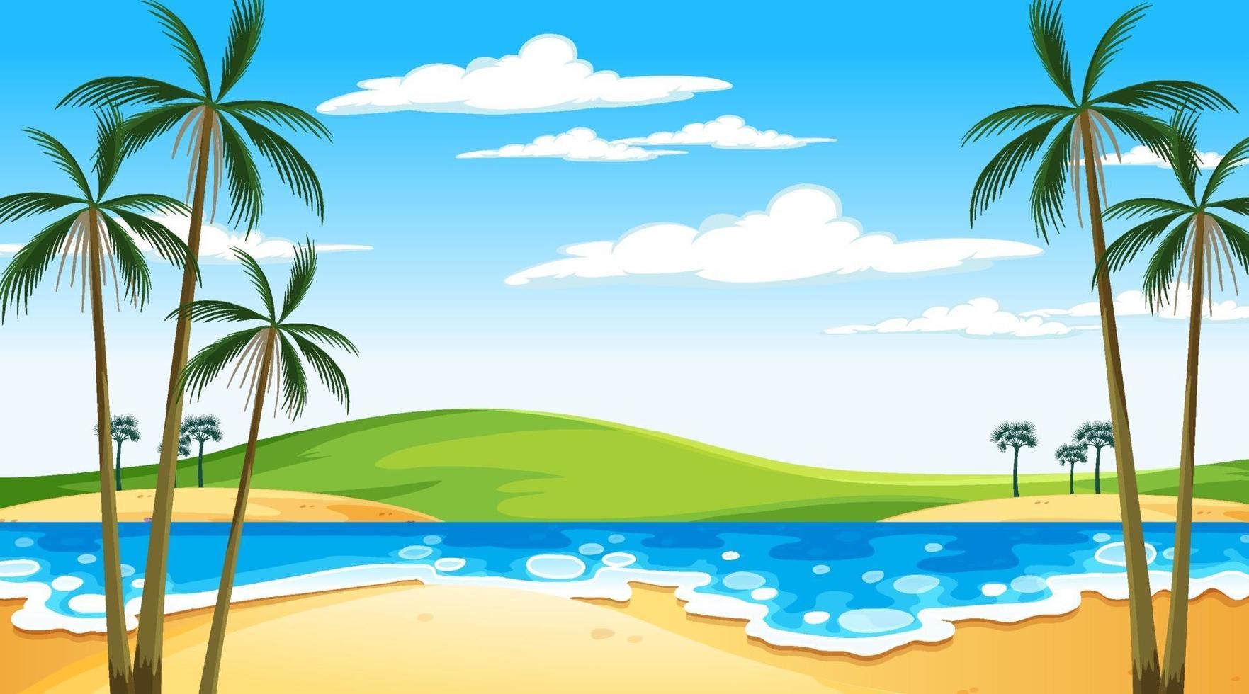 Beach at  daytime landscape scene with sky background vector