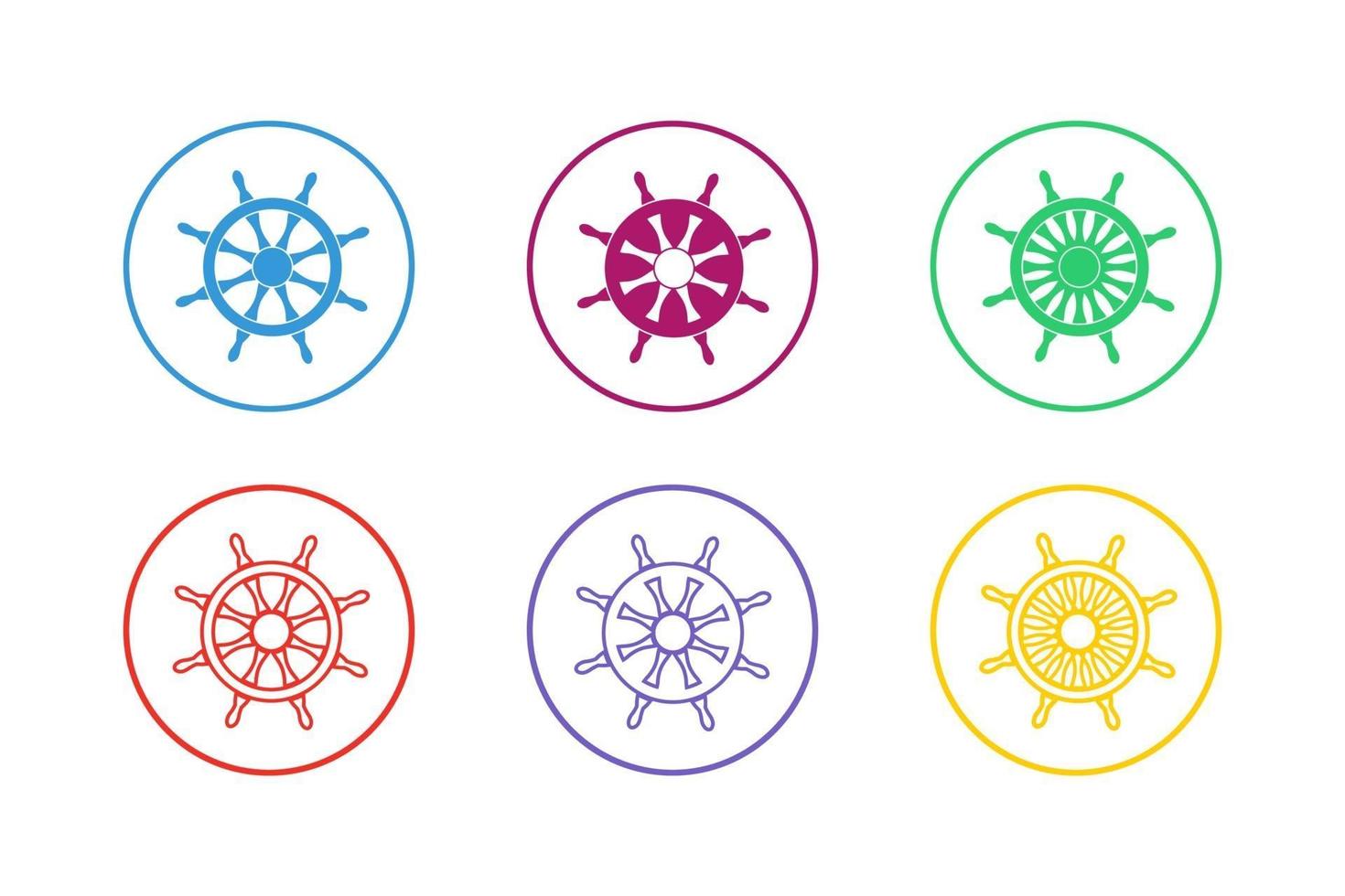 colorido conjunto de iconos de timón vector