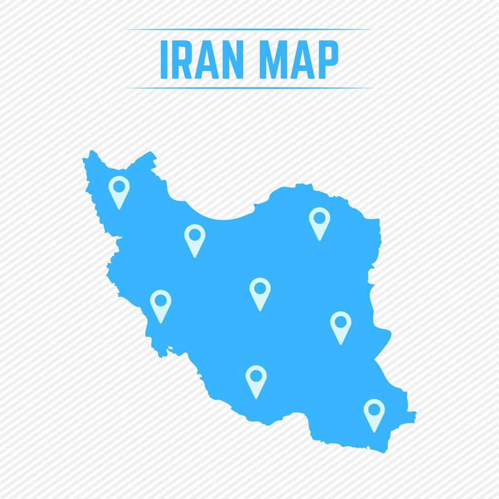 Irán mapa simple con iconos de mapa vector