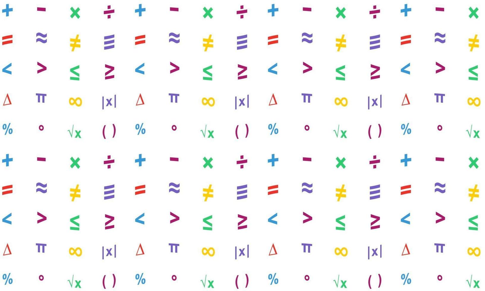 Colorful Math Symbol Pattern Flat Design vector
