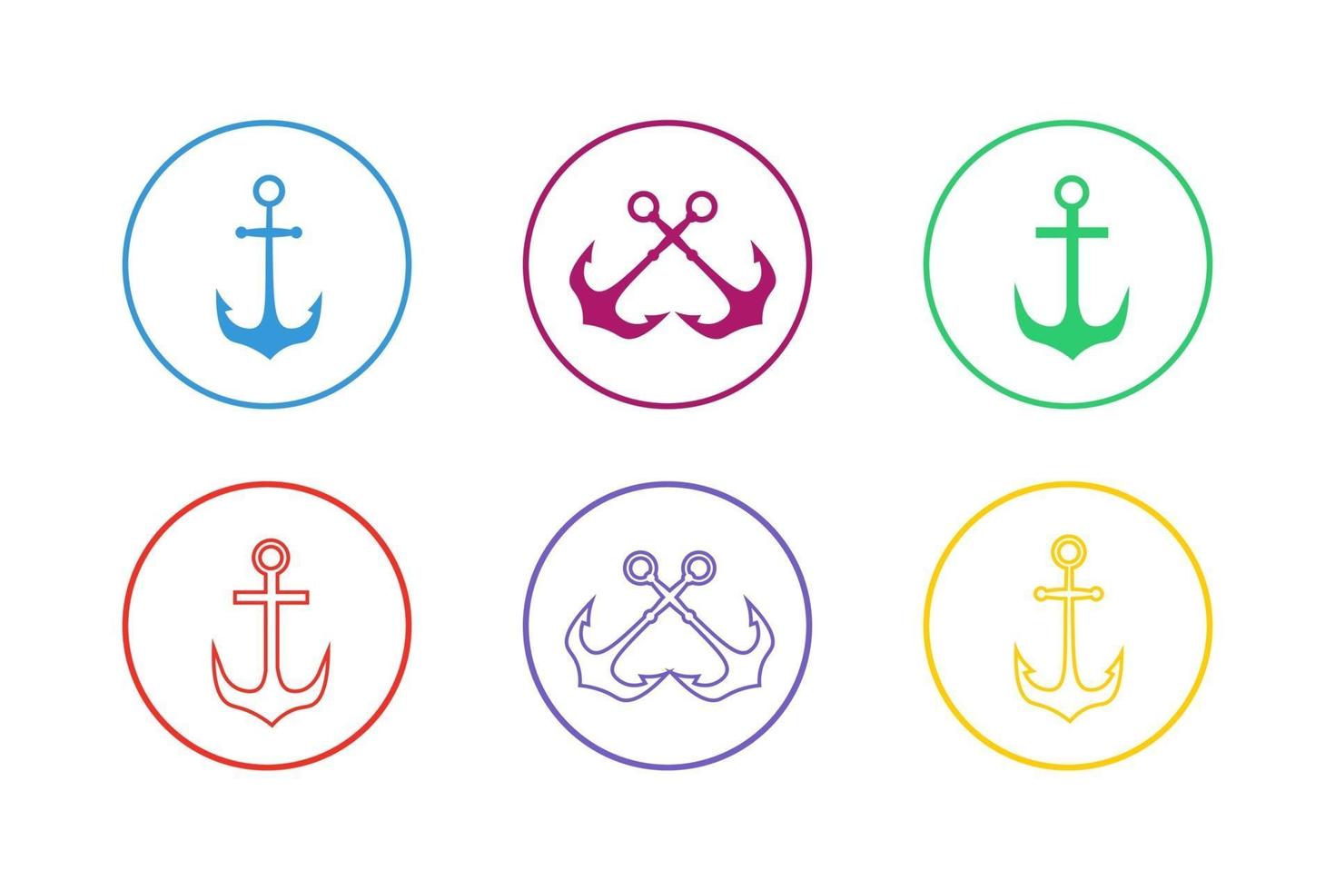Colorful Anchor Icon Set vector
