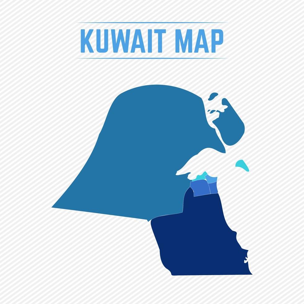 Kuwait Detailed Map With Regions vector