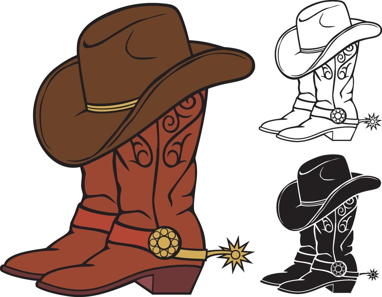 Cowboy boots and hat vector