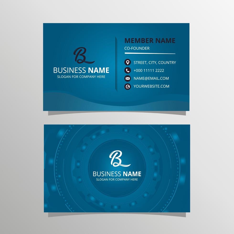 Modern Technology Blue Gradient Business Card Template vector