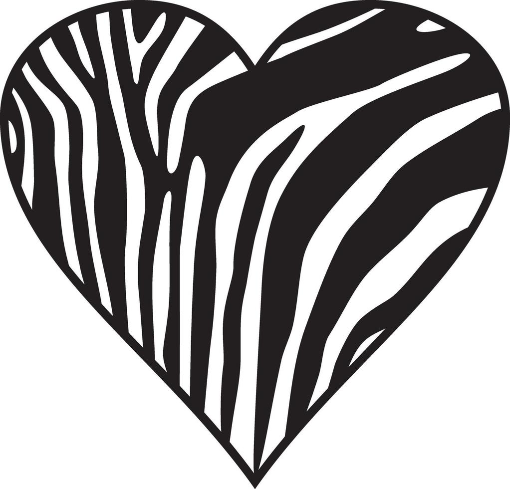 zebra heart wild animal skin vector