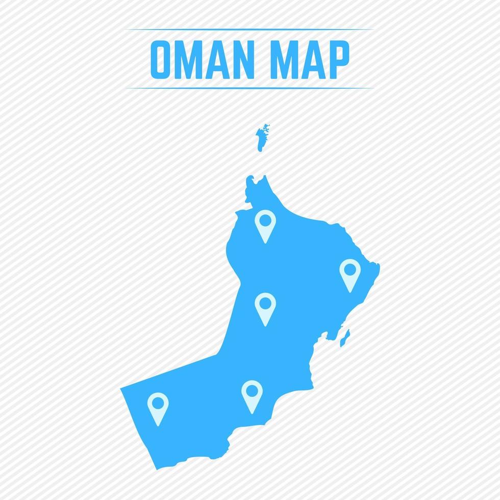 mapa simple de omán con iconos de mapa vector