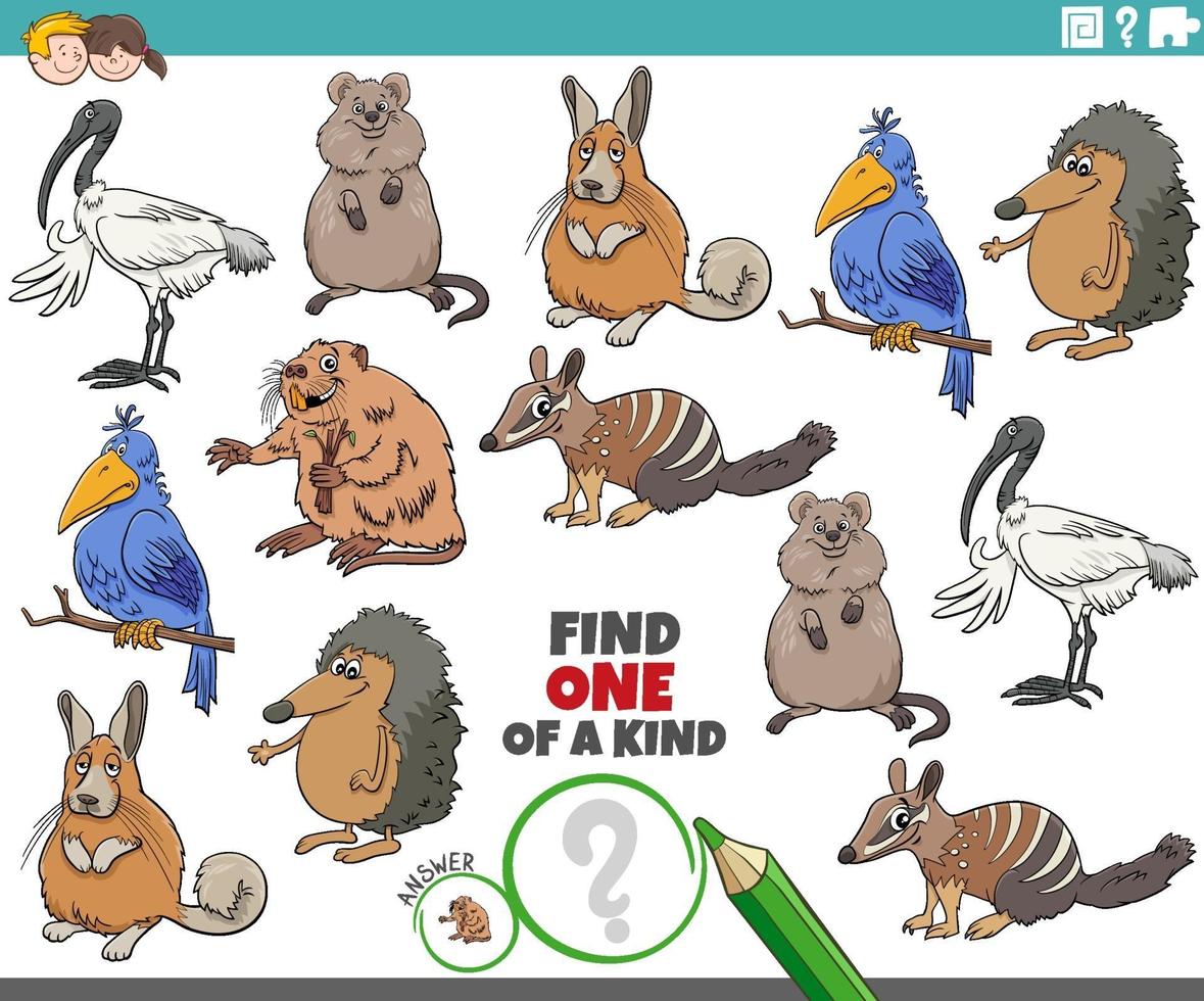 juego único para niños con divertidos dibujos animados de animales vector