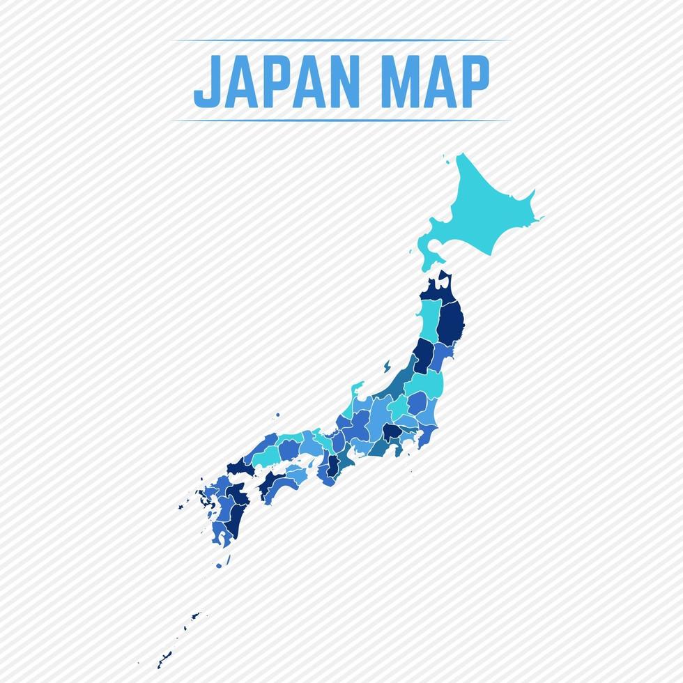 mapa detallado de japón con regiones vector