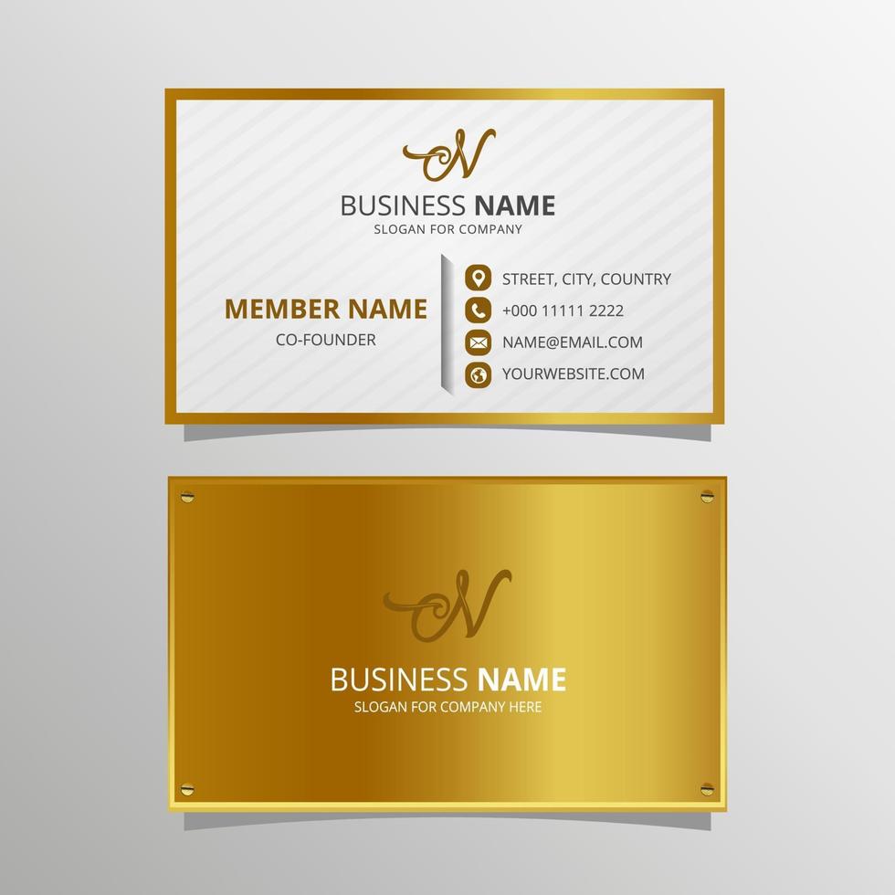 Gold Metallic Business Card Template vector