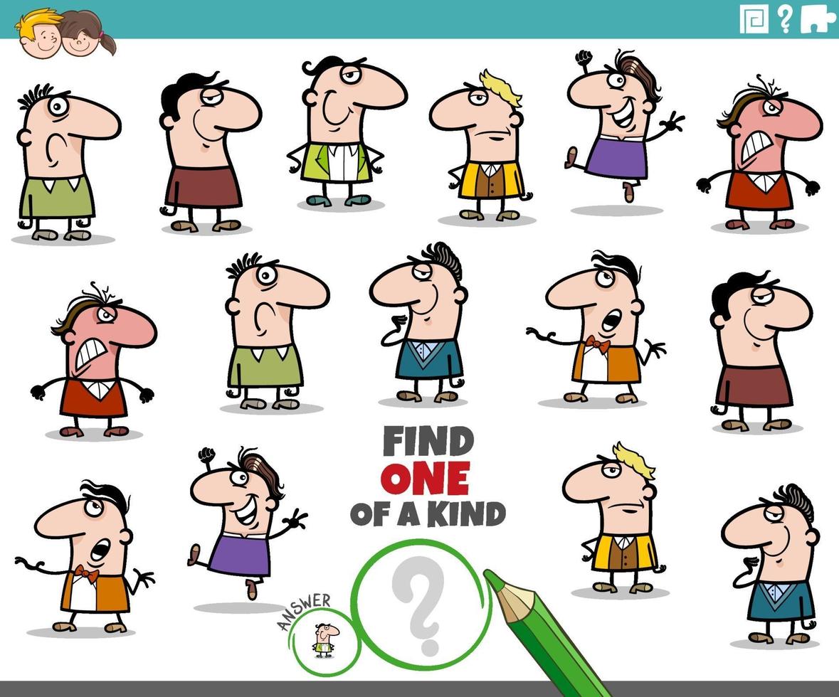 one of a kind task for children with cartoon men vector