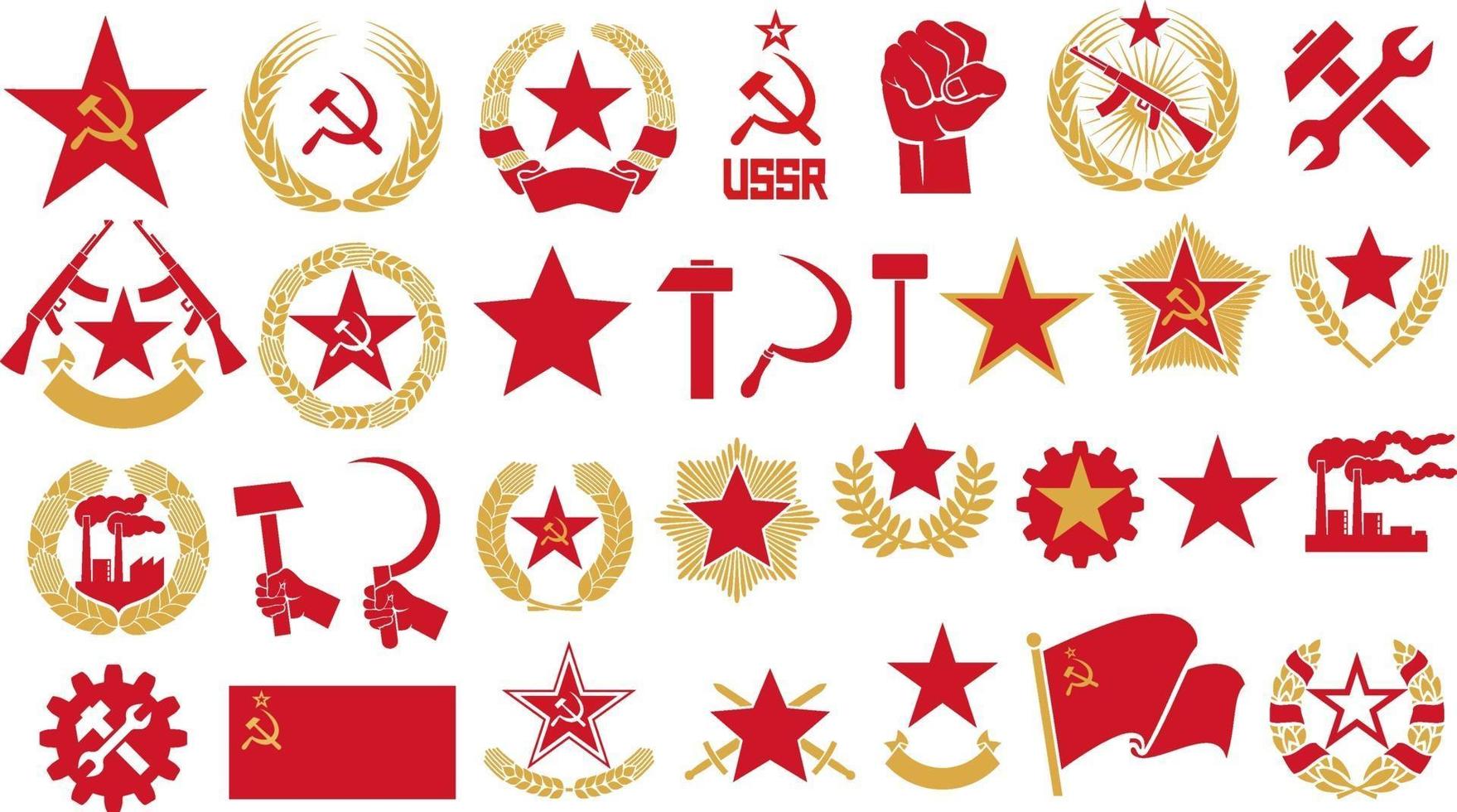 communism icons set vector