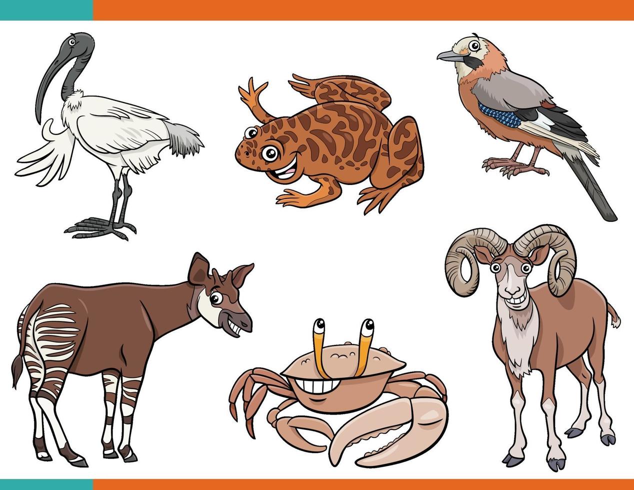 cartoon funny animals comic characters set vector