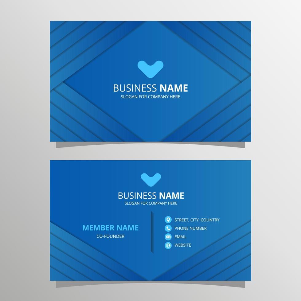Geometric Blue Business Card Template With Diagonal Lines vector